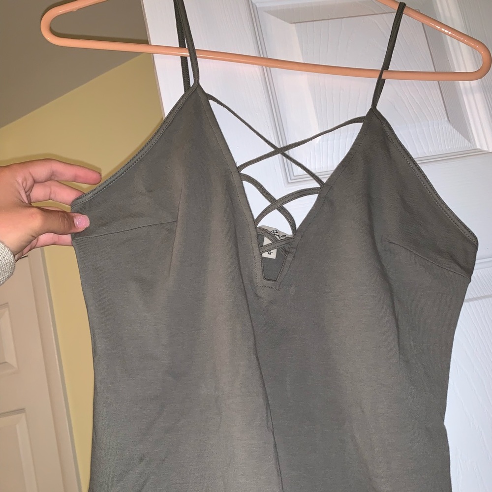 Express Olive Green Spaghetti Strap Tank